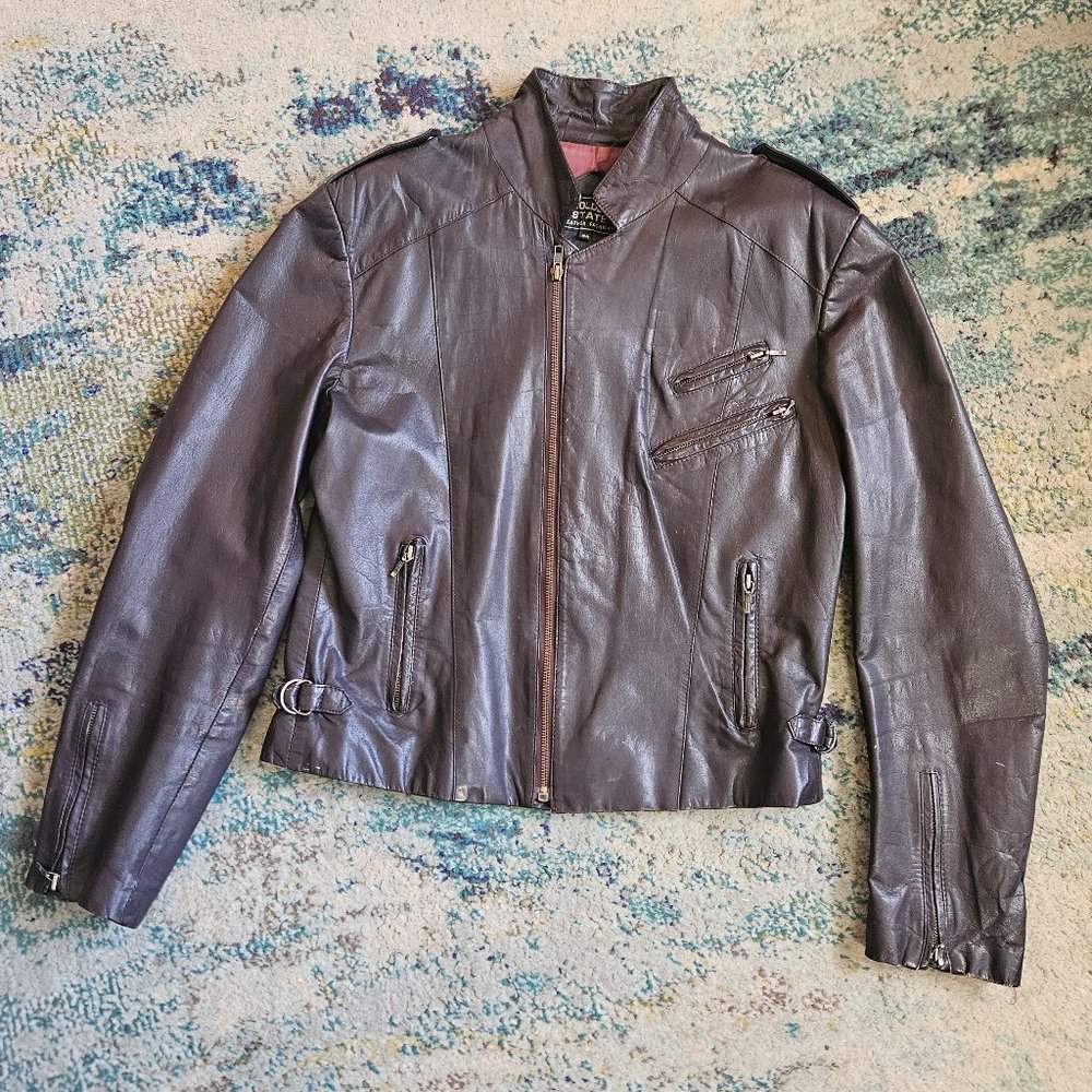Vintage Leather Motorcycle Jacket Size 44/L
